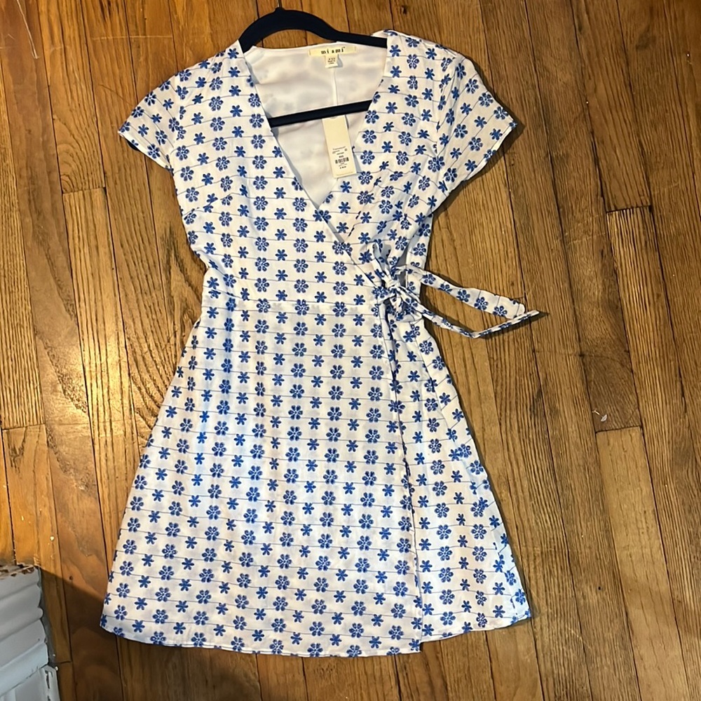 Francesca’s Blue and White Wrap Dress